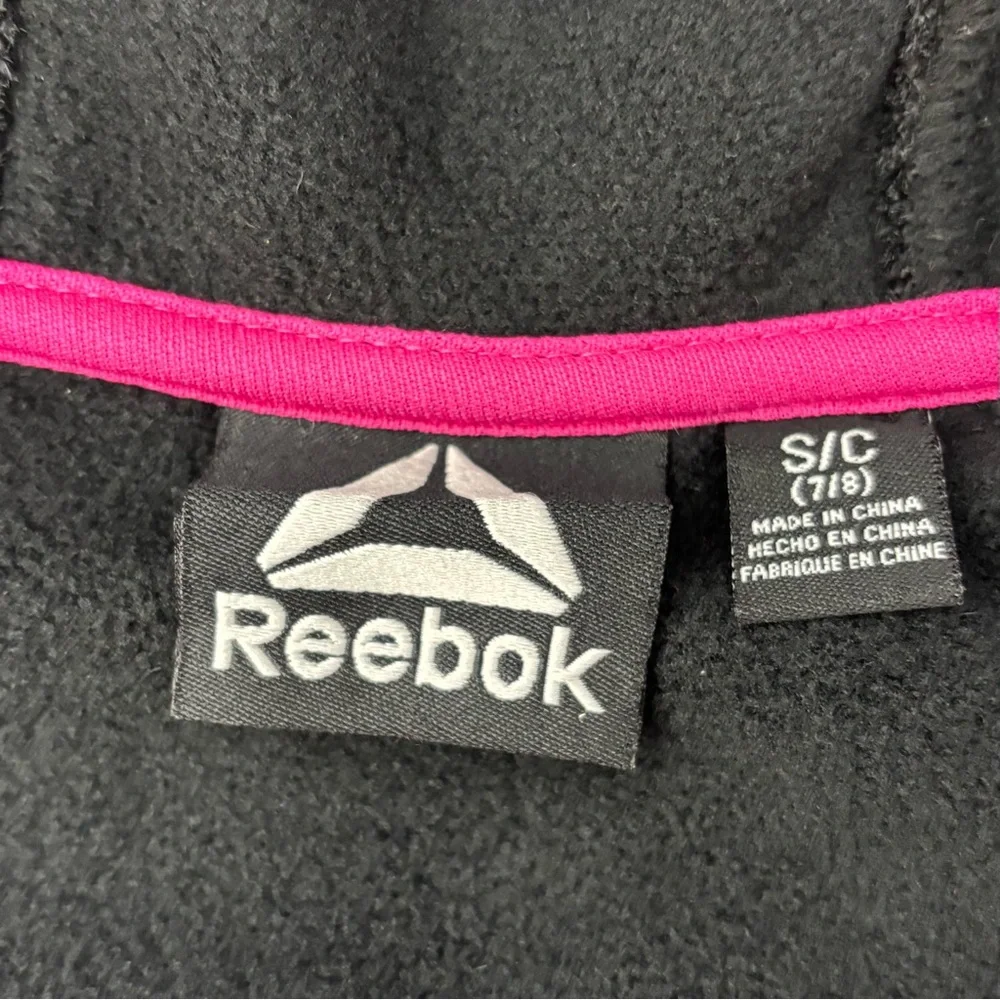 Reebok Black and Pink lightweight Fuzzy Full zip Hoodie jacket coat size‎ 7-8 Y